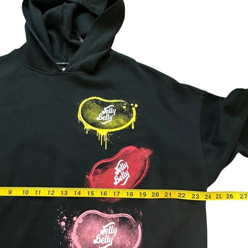 Jelly Belly Kids Black Hoodie with Candy Heart Graphic‎ Print Y2K Kidcore Retro